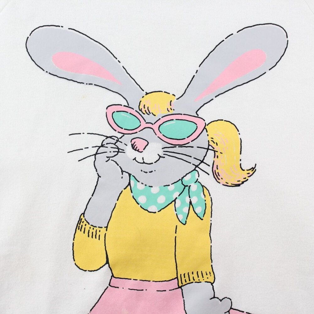 Vintage 1987 Large Womens Graphic Bobby Sox Bunny Poodle Skirt Sweatshirt - Picture 5 of 11